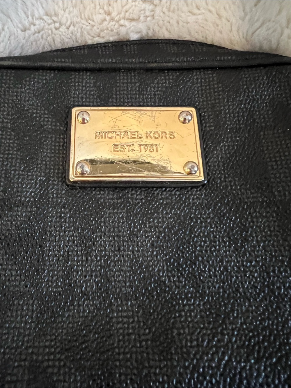 Michael Kors Black Leather Crossbody with Gold Plate - Picture 2 of 4